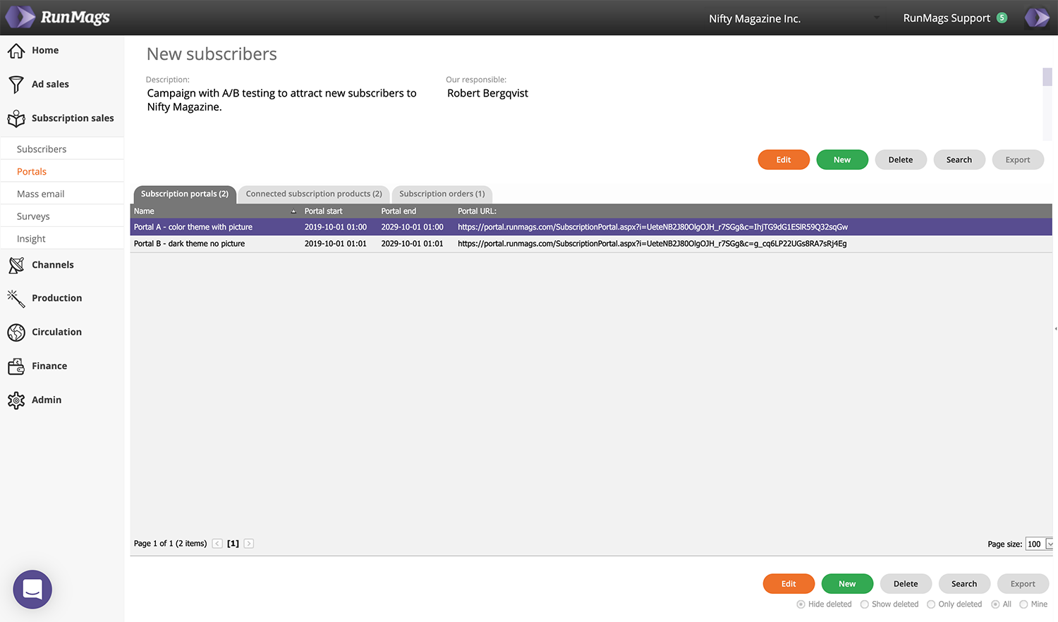 Design different portals for A/B testing